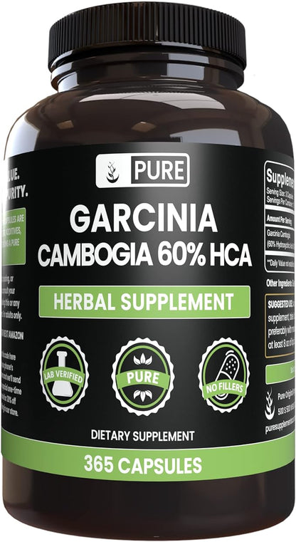 Pure Original Ingredients Garcinia Cambogia, No Magnesium or Rice Fillers, Always Pure, Lab Verified (365 Count)