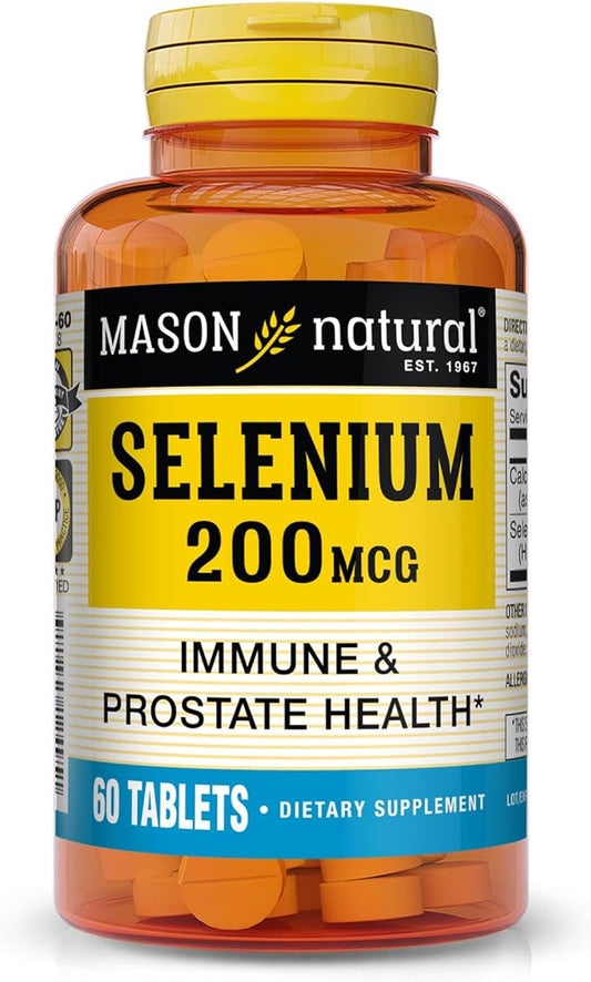 Mason Natural Selenium 200 mcg - Antioxidant Supplement for Immune Support & Prostate Health, Essential Trace Mineral, 60 Tablets