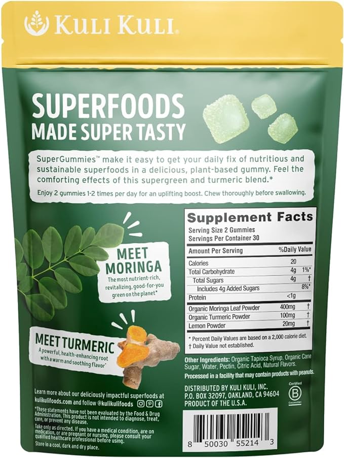 Kuli Kuli Super Energy Gummies - Energy Supplements with Moringa, Caffeine-Free Natural Energy Booster - 60 Non-GMO, Gluten-Free Moringa Gummies - Variety Pack