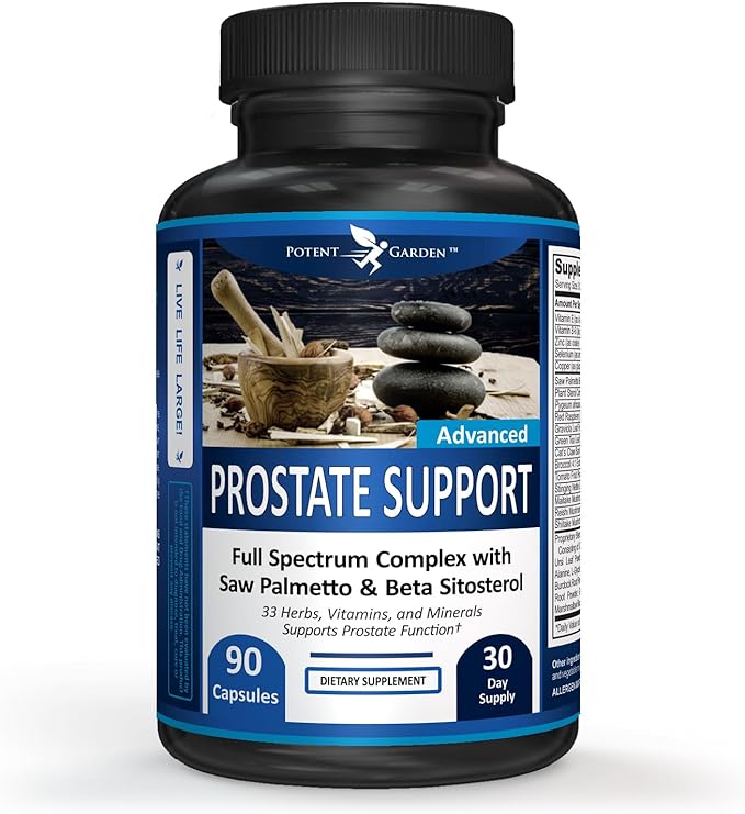 Prostate Support 33 Herbs Including Beta Sitosterol, Pygeum and Saw Palmetto for Men Prostate Health Supplements for Men, 90 Caps