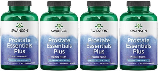 Swanson Prostate Plus - Natural Supplement for Men Promoting Healthy Urinary Tract Flow '&' Frequency -Supporting Overall Prostate Health - (180 Veggie Capsules) 4 Pack