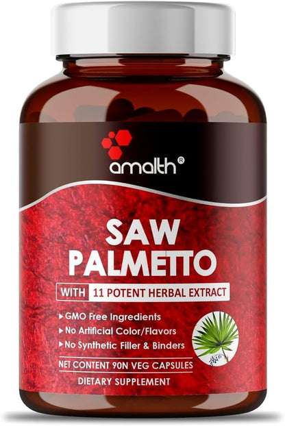 Premium Saw Palmetto Capsule-5750 mg Extra Strength Formulated with Ashwagandha, Tribulus, Ginger, Maca, Holy Basil and More Natural Prostate Support, 90 Capsule