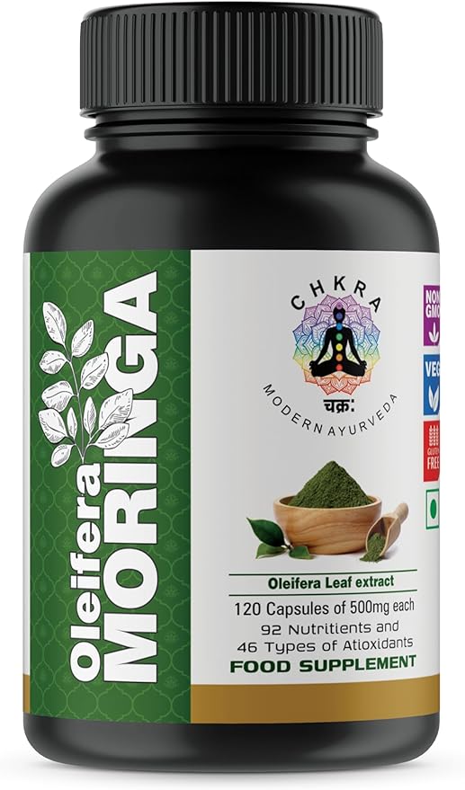 Organic Moringa Capsules | 120 Capsules | Non-GMO and Gluten Free Supplement | Complete Green Superfood | 100% Pure Leaf Powder | Energy, Metabolism and Immune Support