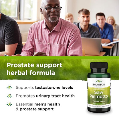 Swanson Saw Palmetto - Herbal Supplement Promoting Male Prostate Health Support - Natural Hair Supplement & Urinary Health Support - 540 mg 100 Capsules (4 Pack)