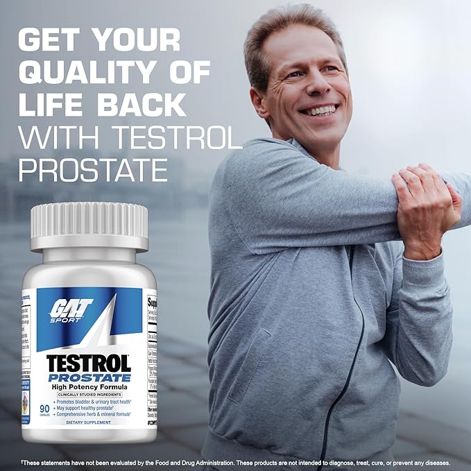 GAT SPORT Testrol Prostate, Supports Normal Bladder, Urinary Tract Function, Zinc, Buckwheat Bee Bollen, Nettle, Saw Palmetto, 90 Capsules