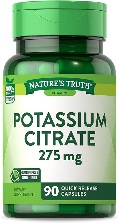 Potassium Citrate Supplement | 275mg | 90 Capsules | Non-GMO & Gluten Free | by Nature's Truth