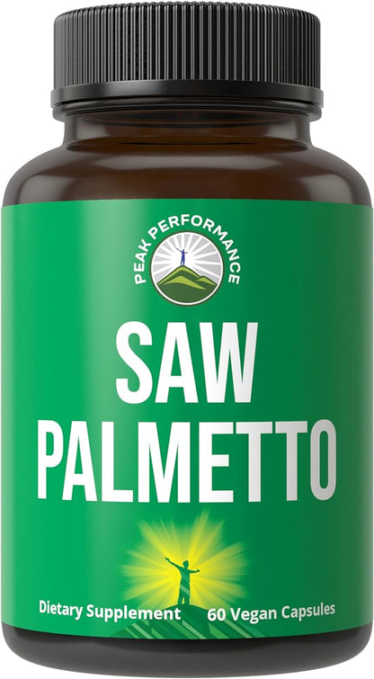 Peak Performance Saw Palmetto Capsules for Men and Women 1000mg All Natural Saw Palmetto Extract Pills for Prostate Support. DHT Blocker Supplement for Hair Loss, Prostate Health, Urinary Flow