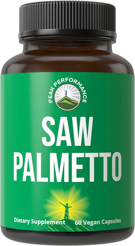 Peak Performance Saw Palmetto Capsules for Men and Women 1000mg All Natural Saw Palmetto Extract Pills for Prostate Support. DHT Blocker Supplement for Hair Loss, Prostate Health, Urinary Flow