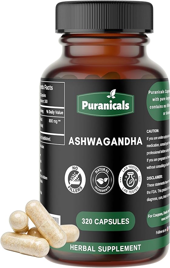 Ashwagandha Premium 320 Capsules Non GMO and Gluten Free | Herbal Supplement | 500 mg Per Serving | Made with 100% Pure Herb Ashwagandha Powder