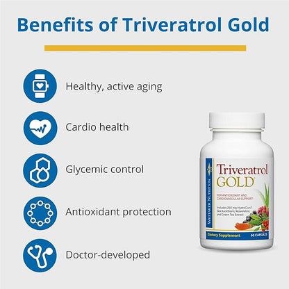 Dr. Whitaker's Triveratrol Gold – Healthy Aging Supplement with Resveratrol & Extracts of Aloe Vera, Green Tea, and Turmeric – Provides Antioxidant & Cardiovascular Support (60 Capsules)