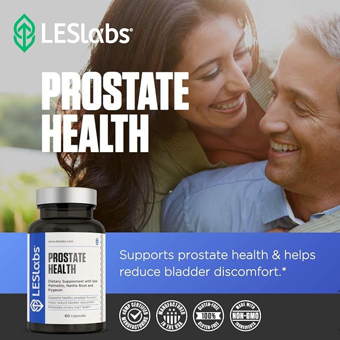 LES Labs Prostate Health – Prostate Support, Urinary Tract Health, Fewer Bathroom Visits & Improved Sleep – Saw Palmetto, Pygeum, Beta Sitosterol & Nettle Root – Non-GMO Supplement – 60 Capsules