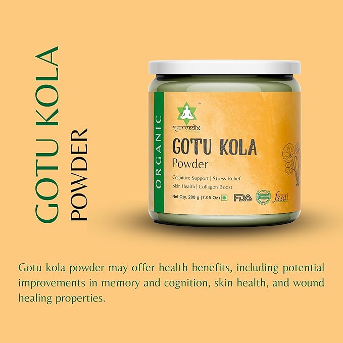 Organic Gotu Kola Powder - Herbal Supplements Boosts Immunity & Sup0ports Digestion | Non-GMO & Gluten-Free - Centella Asiatica - Mandupakarni Powder and Brahmi Powder - 7.05 Oz / 200g