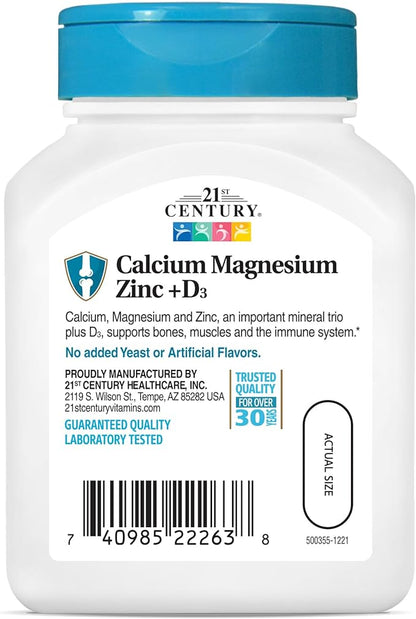 21st Century Cal Mag Zinc +D Tablets, 90 Count