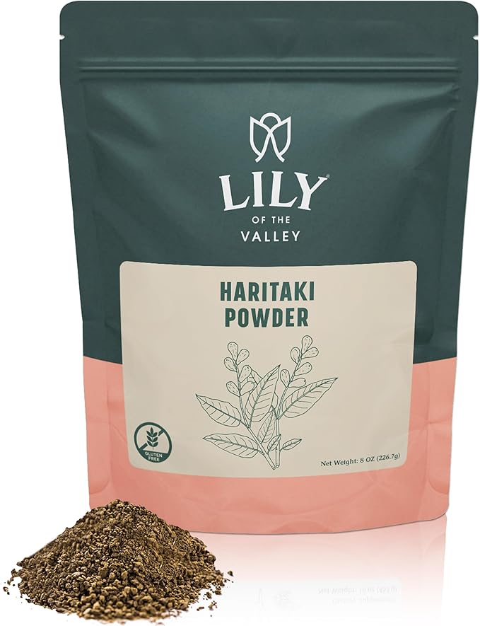 Lily of the Valley Haritaki Powder - Terminalia Chebula - Sourced from India - An Ayurvedic Herb - 100% Natural &No Added Preservative - Vegan & Gluten-Free (8oz, 226g)- Package May Vary