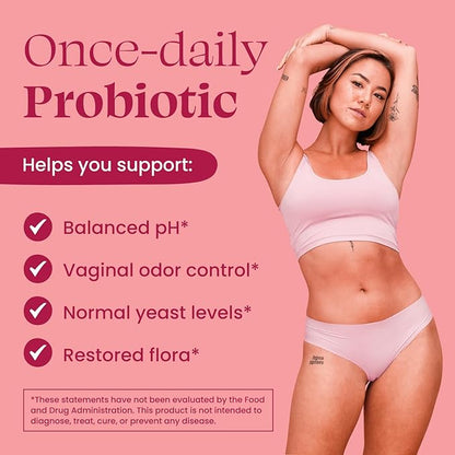 Vaginal Probiotics for Women with Prebiotics, Cranberry Extract, and Lactobacillus Probiotic Blend, Supports Healthy Vaginal Flora, Odor Control, pH Balance, 2 Month Supply, 120 Capsules