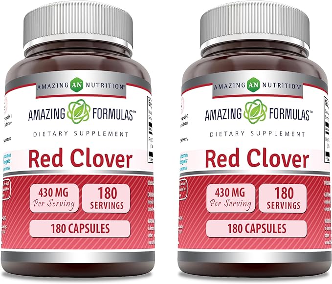 Amazing Formulas Red Clover Supplement | 430 Mg Per Serving | 180 Capsules | Non-GMO | Gluten Free | Made in USA | 2 Pack