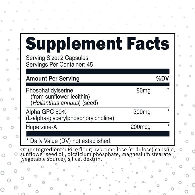 Type Zero Phosphatidylserine 3X Strength Nootropics Brain Support Supplement w/Alpha GPC, Huperzine A & Phosphatidylserine - Clean Focus & Memory Supplement for Brain Pills