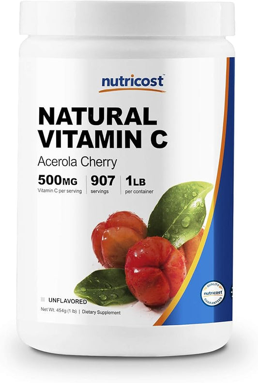 Nutricost Natural Vitamin C - Acerola Cherry Powder 1LB - Gluten Free & Non-GMO