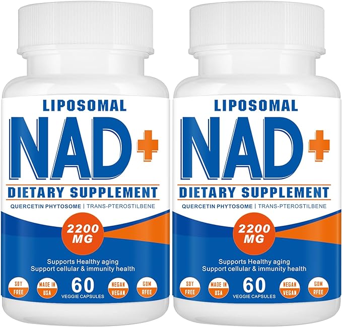 2200mg Liposomal Nad+Supplement,Nad Supplement with Resveratrol+Berberine,Nicotinamide Adenine Dinucleotide,Enhances Mitochondrial Function Old, Contributes to Heart Health, Anti-Aging 60 Capsules(2)