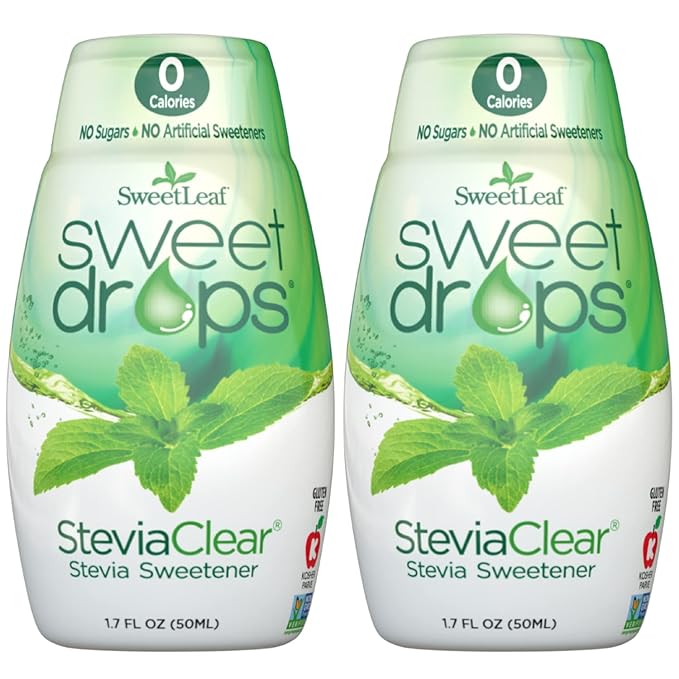 SweetLeaf SteviaClear Sweet Drops - Natural Stevia Liquid Sweetener, Squeezable Stevia Drops, No Bitter Aftertaste, Liquid Sugar Alternative, Zero Calorie, Keto, Non-GMO Stevia, 1.7 Fl Oz (Pack of 2)