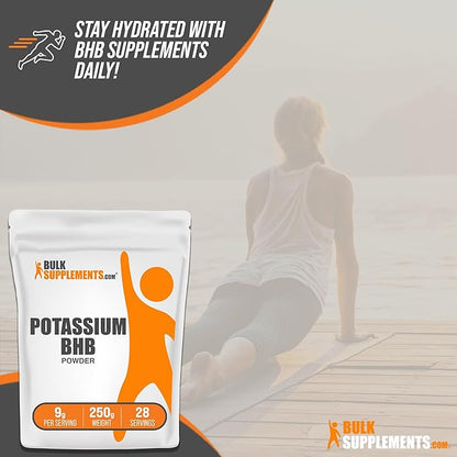 BulkSupplements.com Potassium BHB Powder - Beta-HydroxyButyrate Powder, BHB Salts, BHB Supplement - Electrolytes Supplement, Gluten Free, 9g per Serving, 250g (8.8 oz) (Pack of 1)