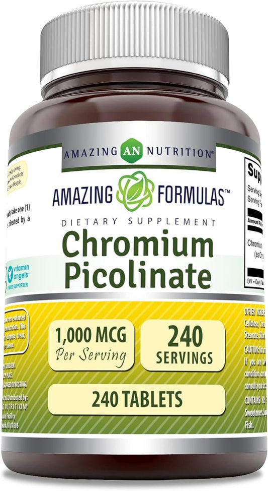 Amazing Formulas Chromium Picolinate 1000 mcg | Tablets Supplement | Non-GMO | Gluten Free | Made in USA (240 Count)