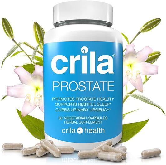 CRILA Prostate Supplements for Men - 60 Ct. I Natural Formula for Fewer Bathroom Trips* & Improved Sleep*, Patented Prostate Support with NO Saw Palmetto Extract & NO Side Effects*