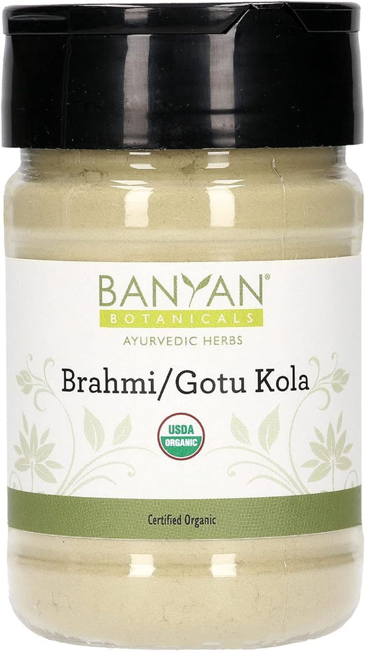 Banyan Botanicals Brahmi/Gotu Kola Powder – Organic Centella Asiatica ­­–Supports Focus, Concentration, Alertness, and a Balanced Sense of Calm* – Spice Jar – Non-GMO Sustainably Sourced Vegan