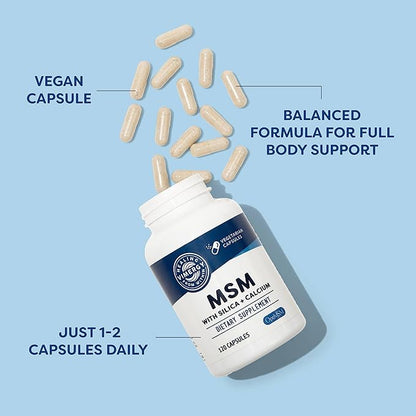 Vimergy MSM with Silica + Calcium Capsules, 120 Servings – Supports Bone Health – Promotes Hair & Nail Health – Non-GMO, Gluten-Free, Kosher, Soy-Free, Corn-Free, Vegan & Paleo Friendly