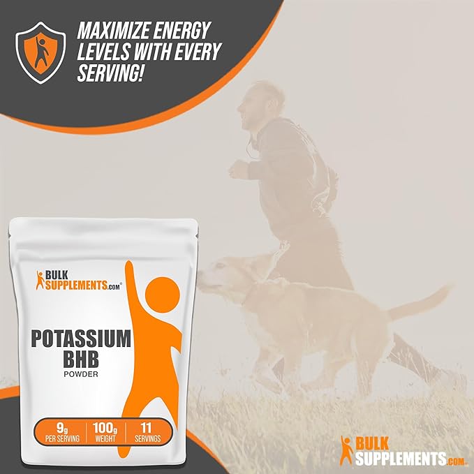 BulkSupplements.com Potassium BHB Powder - Beta-HydroxyButyrate Powder, BHB Salts, BHB Supplement - Electrolytes Supplement, Gluten Free, 9g per Serving, 100g (3.5 oz) (Pack of 1)