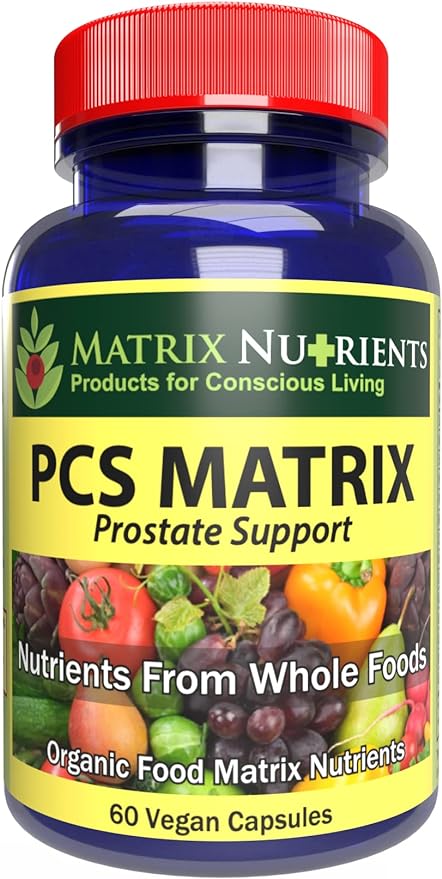 PCS Matrix - Lower PSA Levels - See Our LAB Results! - 100% Natural Ingredients: Saw Palmetto, Rabdosia, Scute, Plantago Focium, Chrysantaomum, Ganoderma, Lotus Seed - Vegan Capsules (60ct)