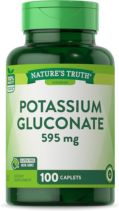 Potassium Gluconate 595mg | 100 Capsules | Vegetarian, Non-GMO, Gluten Free Supplement | by Nature's Truth