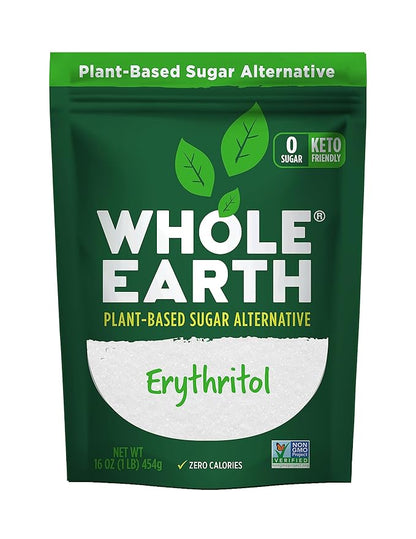 Whole Earth Sweetener Co. 100% Erythritol Sweetener (Keto Sweetener, Natural Sugar Alternative, Baking Sugar Substitute, Zero Calorie Sweetener, Gluten Free, Non-GMO), 16 Oz