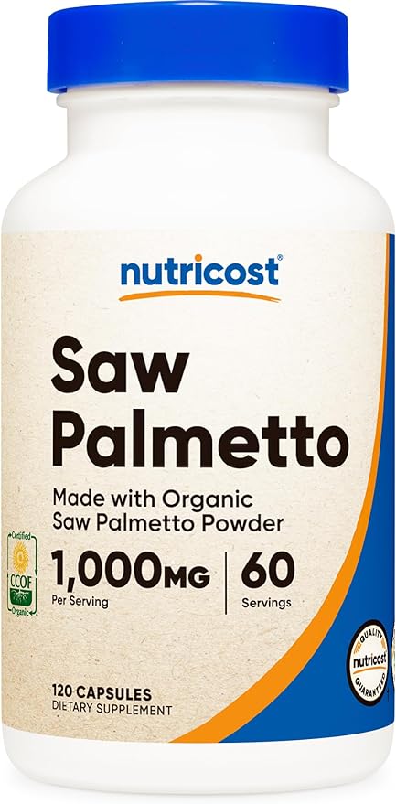 Nutricost Saw Palmetto 1000mg, 120 Capsules - CCOF Certified Made with Organic Saw Palmetto, Vegetarian Friendly, 60 Servings, 500mg Per Capsule, Gluten Free