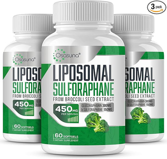 Liposomal Sulforaphane 450MG, Maximum Absorption, Glucoraphanin with Myrosinase, Antioxidant Supplement from Broccoli Seed Extract, 180 Softgels