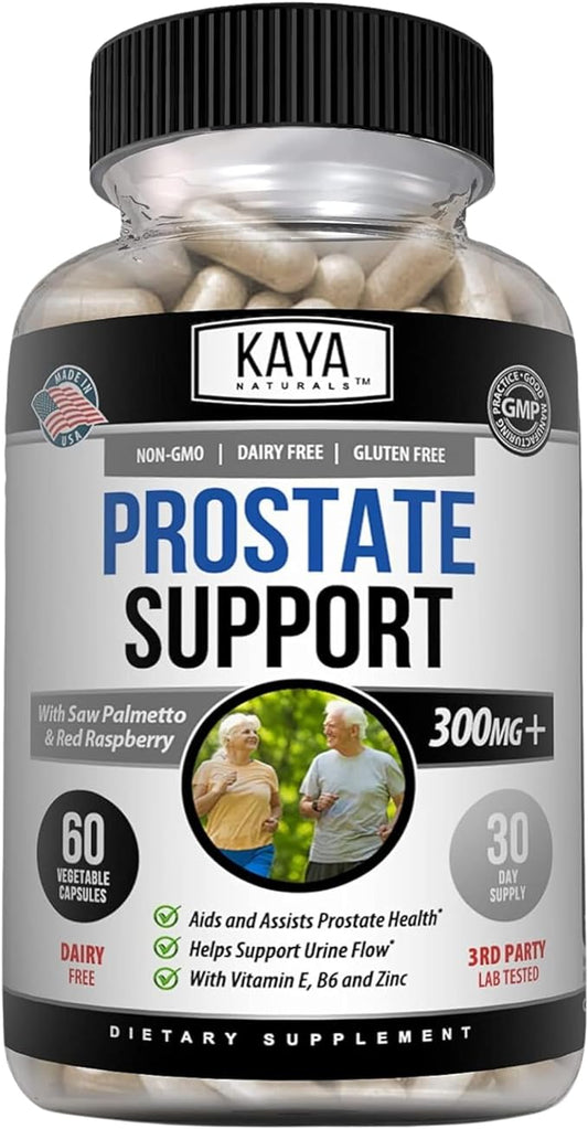 Kaya Naturals Prostate Support | Saw Palmetto, Potent DHT Blocker for Hair Growth, Promote Sleep, Beta Blocker to Reduce Frequent Urination, Support Bladder Emptying & Stamina Supplement (60 Capsules)