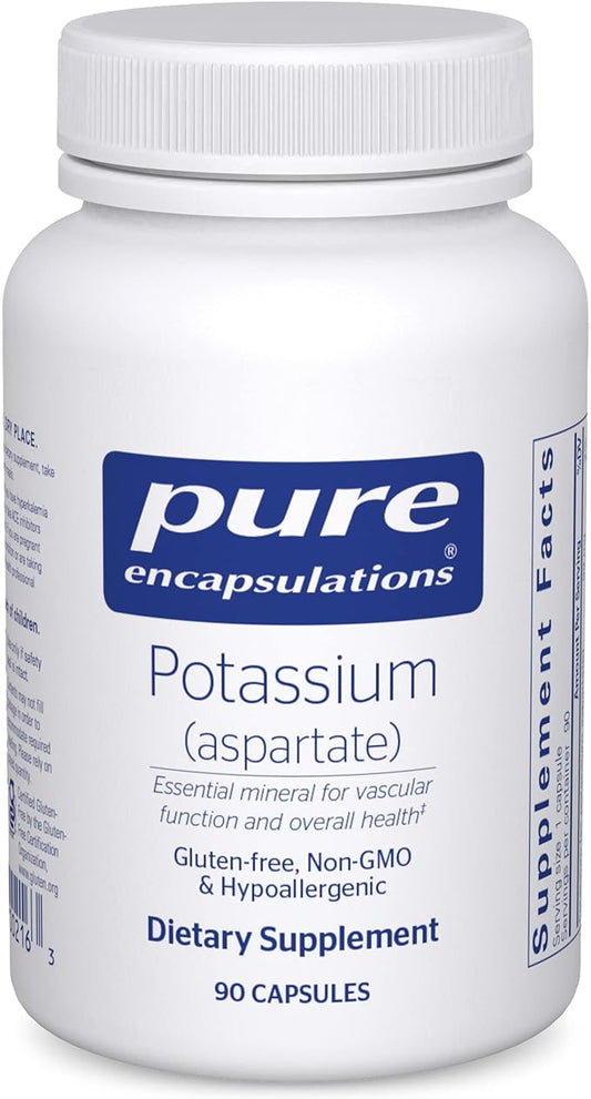 Pure Encapsulations Potassium (Aspartate) | Hypoallergenic Supplement to Support Nerves, Muscles, Blood Flow, and Cardiovascular Health | 90 Capsules