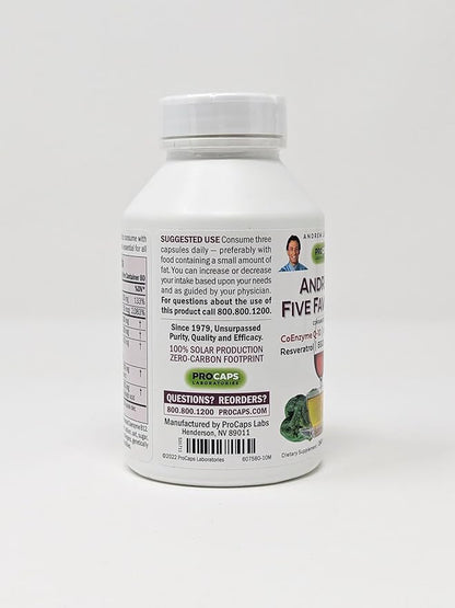 ANDREW LESSMAN Andrew's Five Favorites 120 Capsules – Provides 200mg Each of Coenzyme Q-10, Resveratrol, EGCG, Pomegranate and Alpha Lipoic Acid, Powerful Anti-Oxidant Support, No Additives