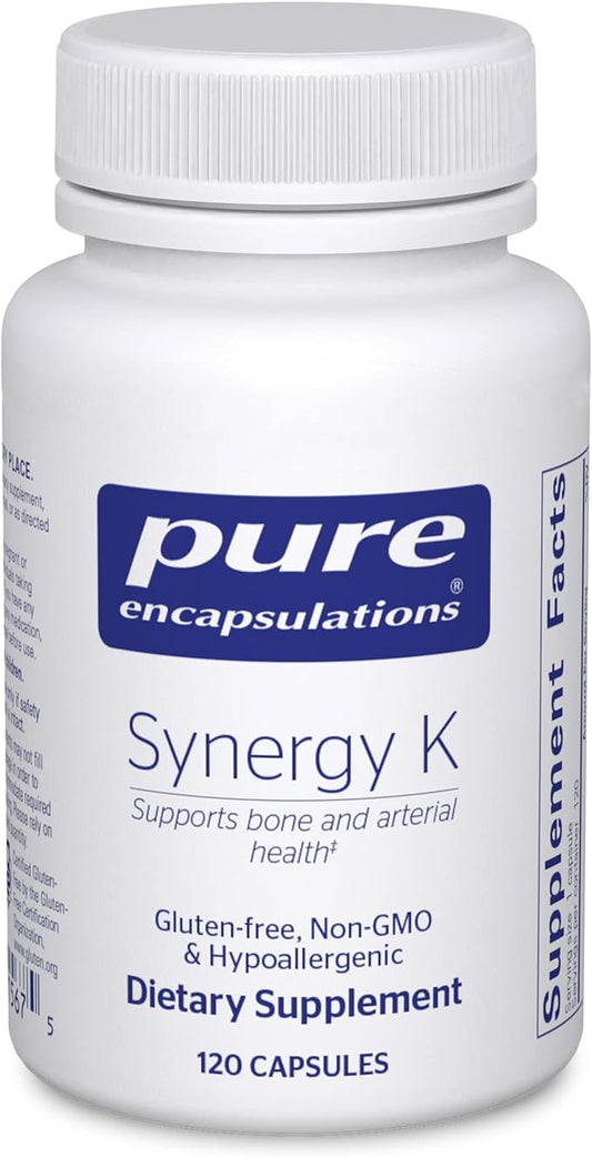 Pure Encapsulations Synergy K - with Vitamin K1, K2 & D3 - Supports Bones, Blood Vessels, Vascular Elasticity & Calcium Utilization* - Includes Cholecalciferol - Gluten Free & Non-GMO - 180 Capsules