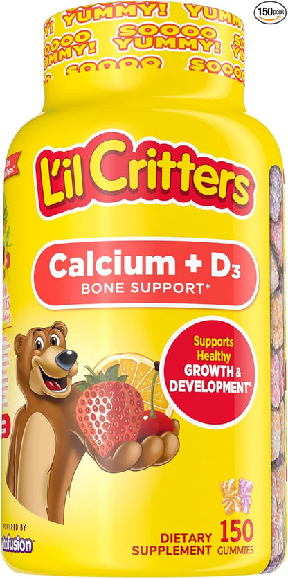 L'il Critters Kids Probiotic Digestive & Calcium Bone Health Gummy Supplements, 60 & 150 Count