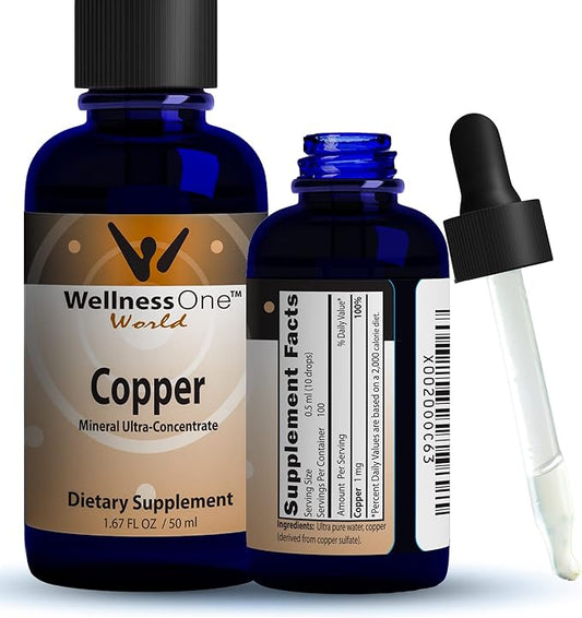 Liquid Copper Supplements - Immune Support Copper Sulfate Also Great for Joint, Nerve & Bone Health - Copper Supplement Drops Maximizes Iron Absorption for Kids, Men & Women - 1.67 fl oz