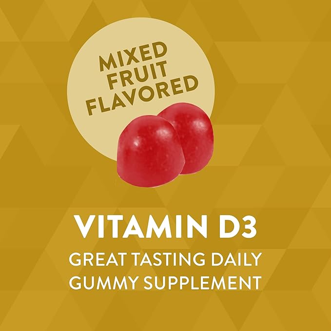 Nature's Way Vitamin D3 Gummies, Supports Immune and Bone Health*, 2000 IU (50 mcg) per 2-gummy Serving, Mixed Fruit Flavored, 120 Gummies (Packaging May Vary)