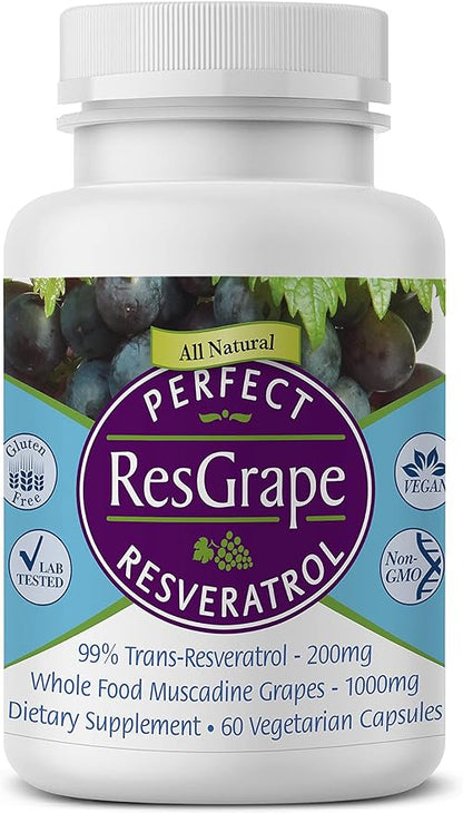 Perfect Supplements – Perfect ResGrape Resveratrol – 60 Veggie Capsules – Trans-Resveratrol & Organic Muscadine Grape