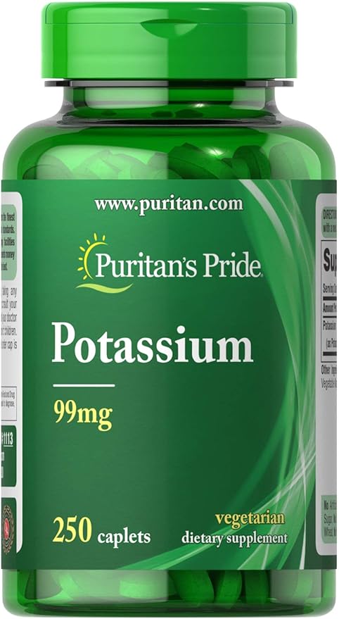 Puritans Pride Potassium 99 Mg Caplets, 250 Count