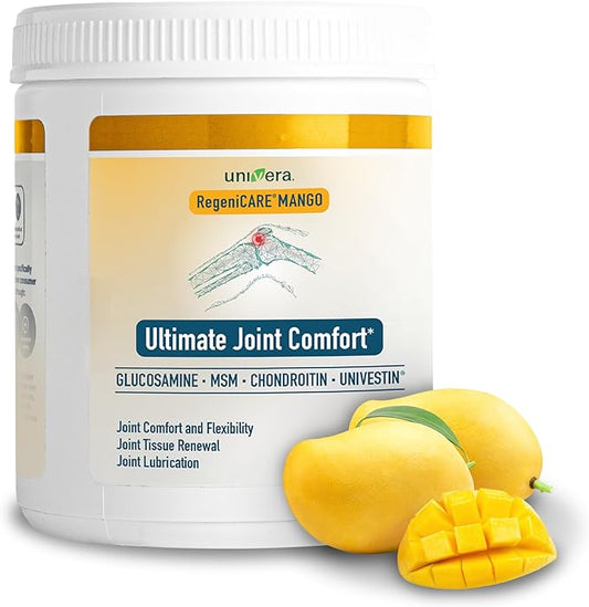 Univera RegeniCARE Canister, Glucosamine, Chondroitin, MSM, Univestin, Restores Cartilage, Supports Joint Comfort + Mobility + Flexibility, 30-Day Supply (Mango Flavor)