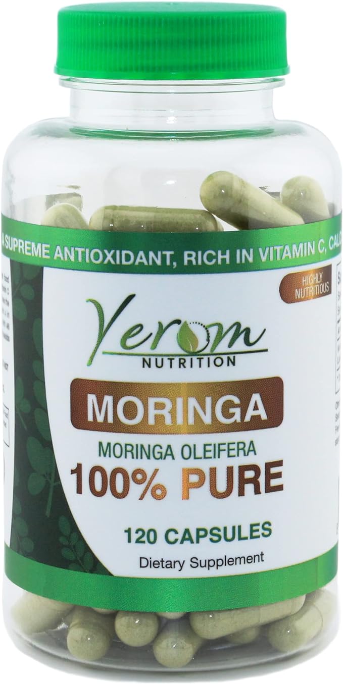 Pure Moringa Capsules - 800mg High Potency, 100% Natural, Supplement for Energy, Immune Support & Antioxidant Boost, 120 Capsules