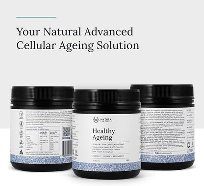 Healthy Ageing Supplement Powder, Anti-Ageing Effects, Contains Quercetin, Resveratrol and Nrf2 Activators, Antioxidants Rich Nutrient-Dense, Non-GMO, Vegan (180 Grams (30 Servings)