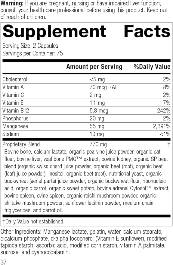 Standard Process Ligaplex I - Whole Food Supplement, Manganese Supplement, Bone Health and Bone Strength, Joint Support with Phosphorus, Shitake, Calcium Lactate, Beet Root and More - 150 Capsules