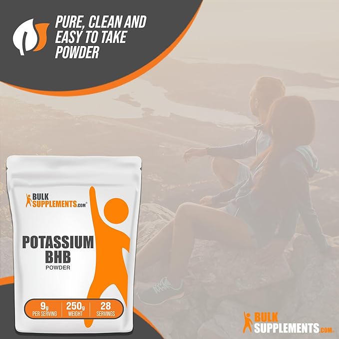 BulkSupplements.com Potassium BHB Powder - Beta-HydroxyButyrate Powder, BHB Salts, BHB Supplement - Electrolytes Supplement, Gluten Free, 9g per Serving, 250g (8.8 oz) (Pack of 1)