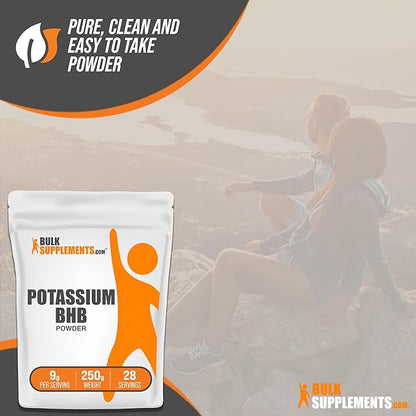 BulkSupplements.com Potassium BHB Powder - Beta-HydroxyButyrate Powder, BHB Salts, BHB Supplement - Electrolytes Supplement, Gluten Free, 9g per Serving, 250g (8.8 oz) (Pack of 1)